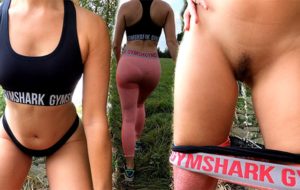 femme adepte de fitness (Nude Fit Girl)pisse dans son legging